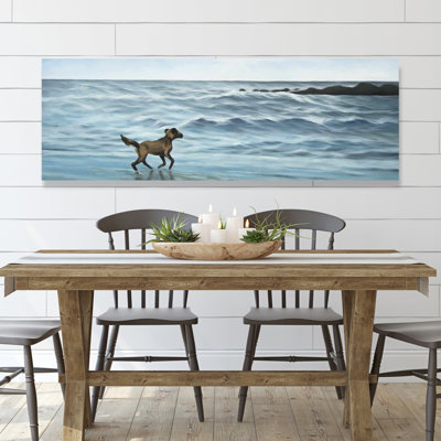 Dog on the Beach - Coastal Canvas Art for Home Decor