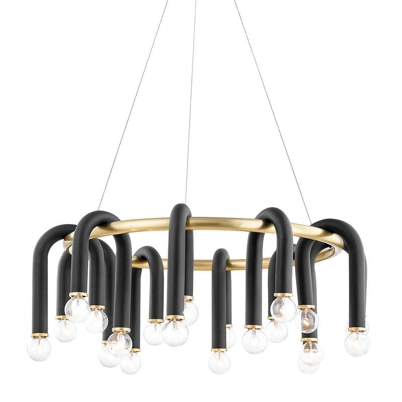 Rhea 20 - Light Wagon Wheel Chandelier, Aged Brass/Black