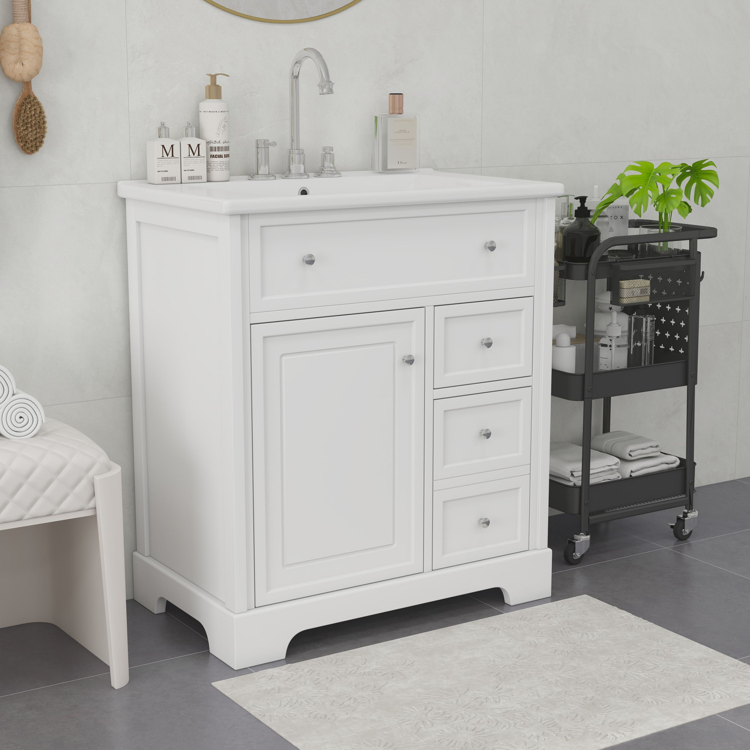 Winston Porter 30-Inch Bathroom Cabinet with 2-Drawer Sink | Wayfair