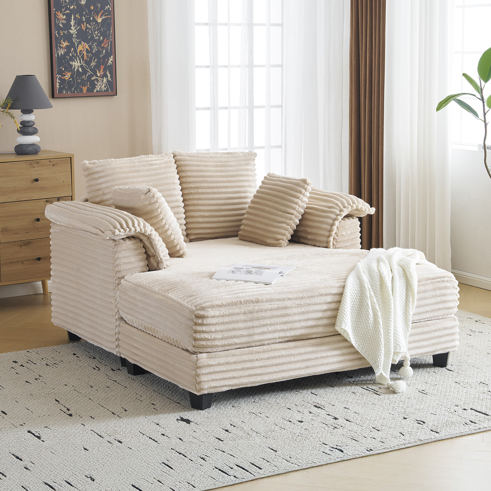Upholstered Corduroy Sleeper Sofa Bed