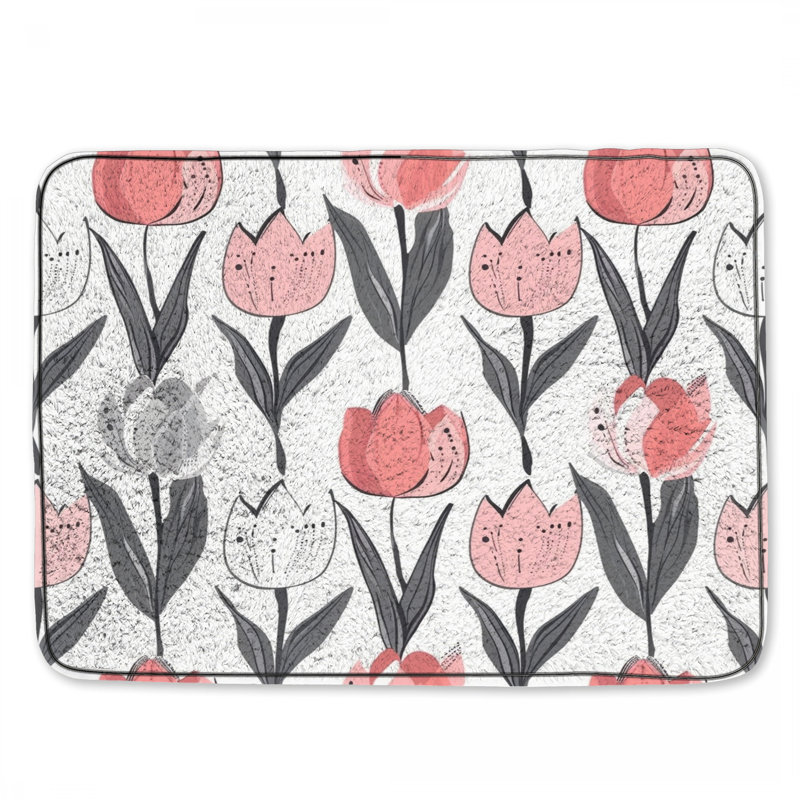 Tapis de bain Tulipes, Simple - L 17 po x l 24 po, Pink Tulips
