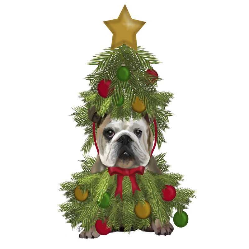 " English Bulldog, Christmas Tree Costume " by Fab Funky, 30" H x 20" W