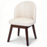 Chaise de salle à manger rembourrée en tissu, dossier incurvé, pieds en bois massif, beige, ensemble de 6