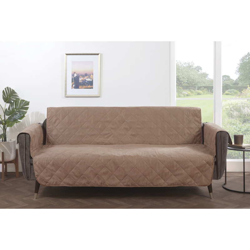 Aardhna Polyester Box Cushion Sofa Slipcover, Natural