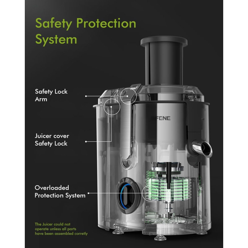 SiFENE Juicer, 3.2" Big Mouth, 1000W Power Juice Extractor, BPA-Free Stainless Steel, Grey