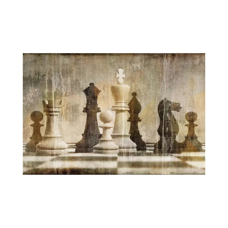 Chess 1 Piece Wrapped Canvas Wall Art, 20.32 cm H x 30.48 cm W, Wrapped Canvas