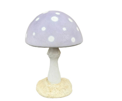 Petite statue ronde champignon pêche pastel, Blanc/mauve