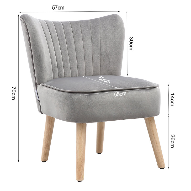 Genibrel Velvet Slipper Chair, Grey