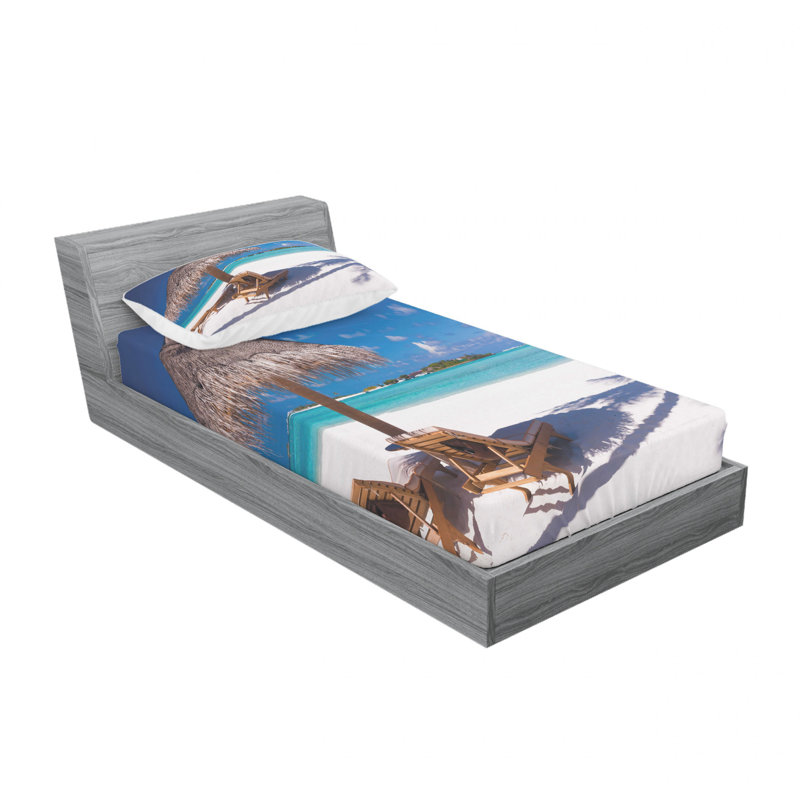 Ensemble de draps Island Caribbean Honeymoon Beach, Ensemble de draps pour lit simple avec drap-housse