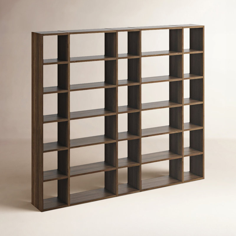 Araeya Geometric Bookcase, Walnut