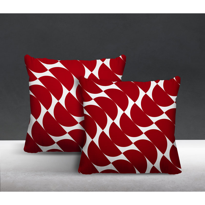 Oreiller carré intérieur / extérieur Mandi, L 15 po x H 15 po, Rouge