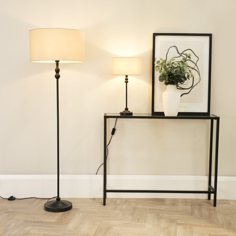 Reselva 151cm Traditional Floor Lamp, Natural, Black