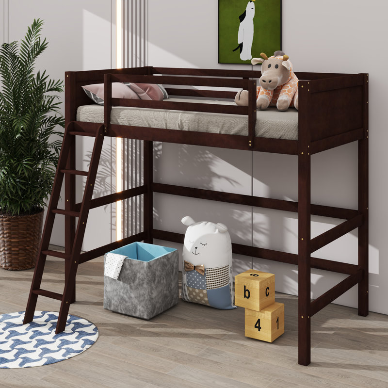 Lit mezzanine simple Jayen, pour enfants, Espresso