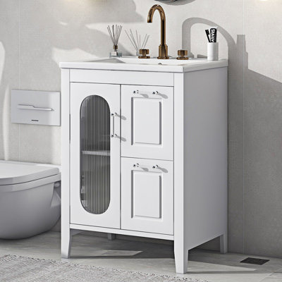 Lubertha 24.00'' Single Bathroom Vanity with Ceramic Top