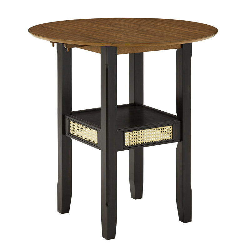 Pulukan Counter Height Drop Leaf Dining Table, Counter Height (36" Height), Black