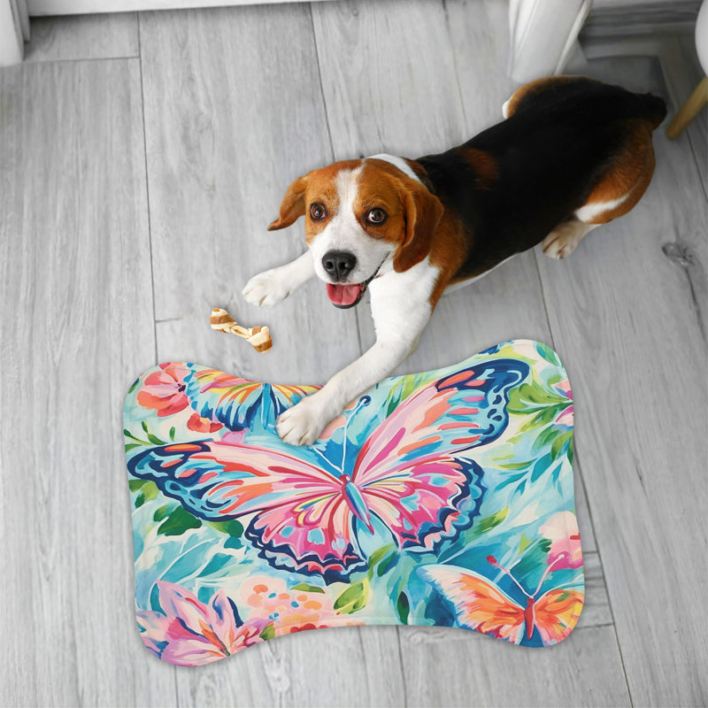 Élégant papillon d'art - Tapis d'alimentation en os 1 pièce, Moyen (18 po)