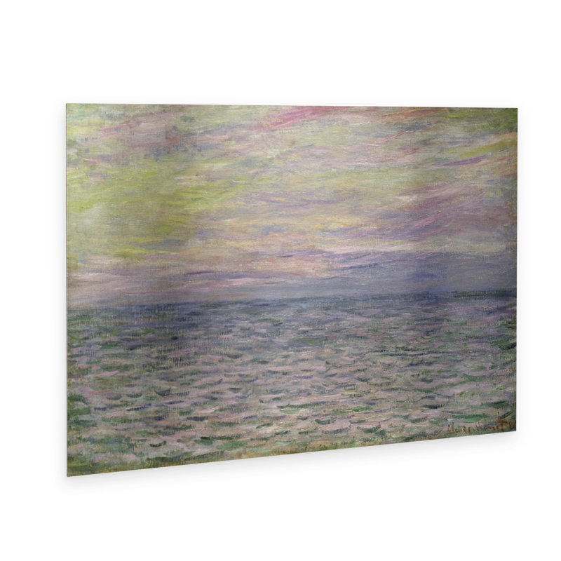 Claude Monet, art flottant en aluminium brossé «Coucher De Soleil A Pourville»