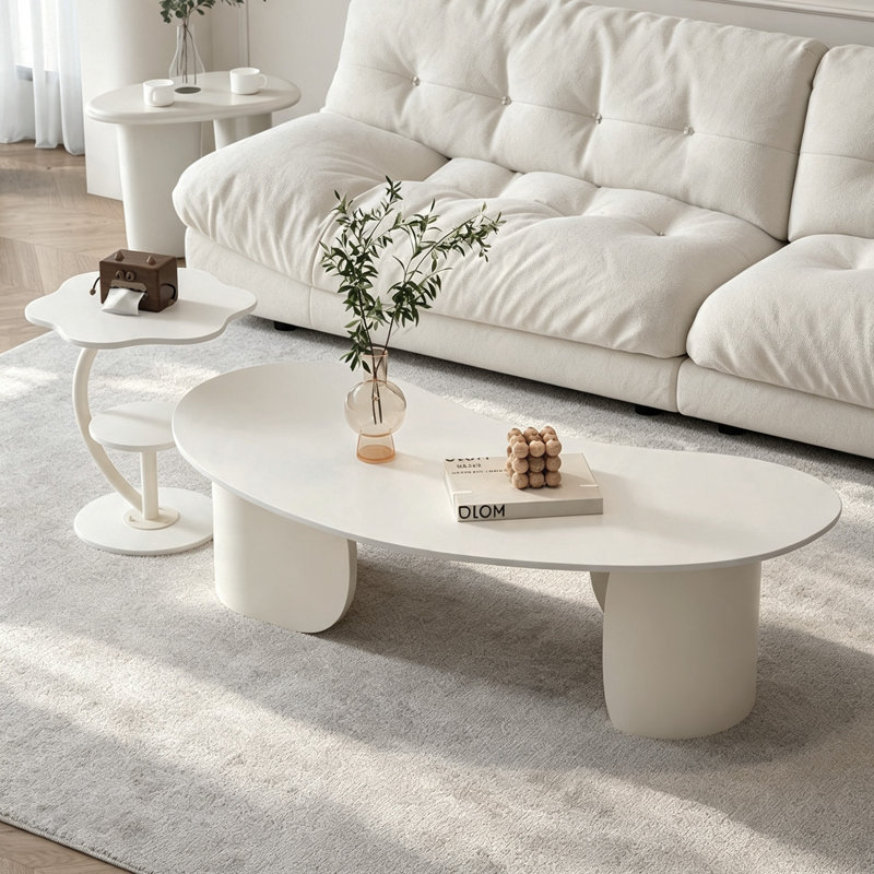 Hassell, H 15,74 po x l 51,18 po x P 27,55 po, Blanc/Crème, Couleur unie