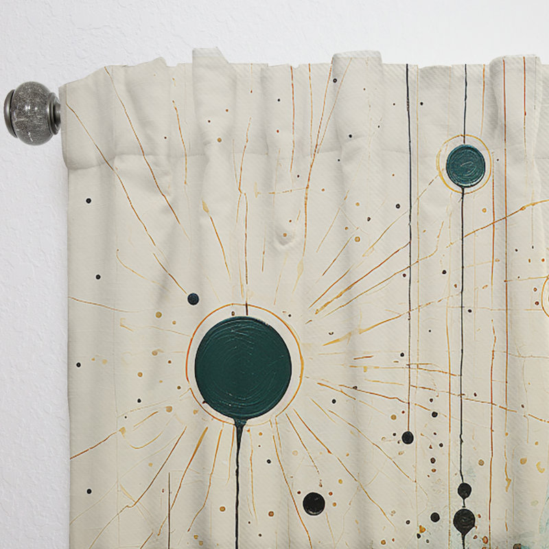 Stacey Colorful Mid Century Minimalist Oasis III - Modern Curtain - Velvet Room Darkening - 1 Panel, 52" W x 120" L