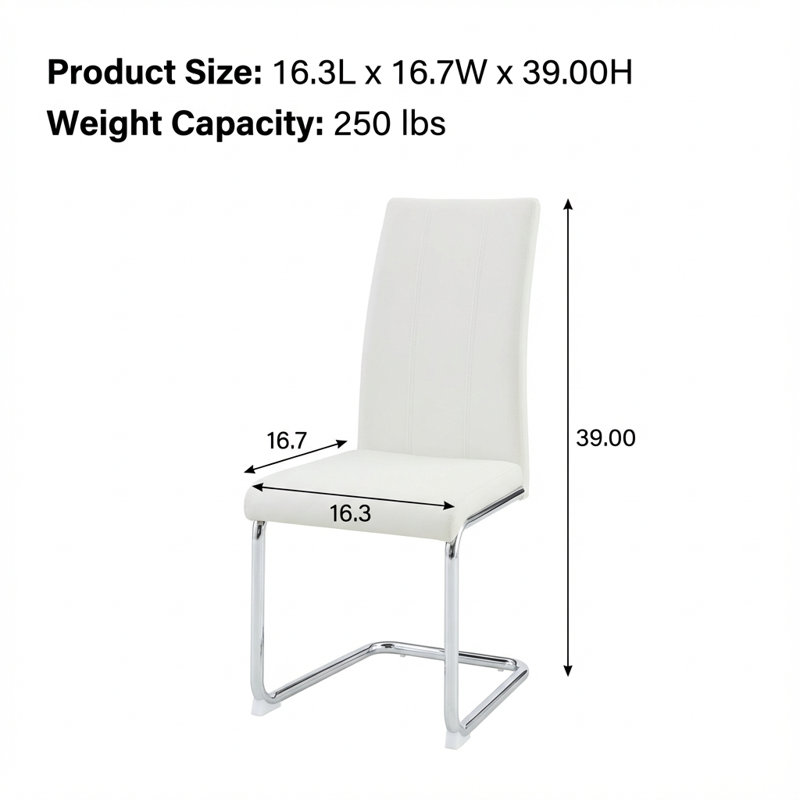 Ensemble de 4 chaises de salle à manger modernes à haut dossier avec sièges rembourrés et pieds chromés