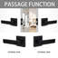 Poignées de porte d'intimité noir mat, poignées de porte intérieures sans clé, leviers de porte carrés, serrures de porte robustes pour salle de bain de chambre à coucher, leviers plats réversibles-126427197-126427202-126427206