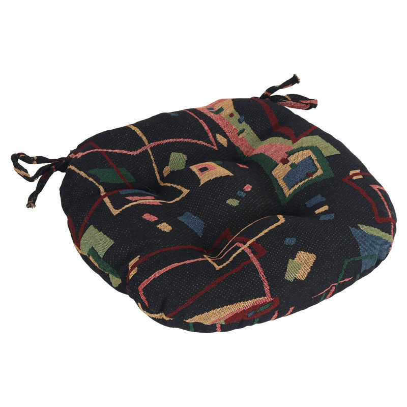 16-Inch Round Woven Tapestry Tufted Chair Cushions (Set Of 2)