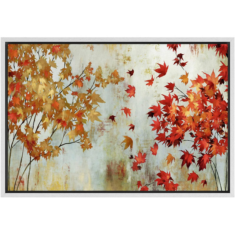 Automne, automne, feuilles d'érable rouges, paysage naturel, images abstraites, grande impression sur toile encadrée