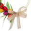 Couronne décorative à suspendre pour porte d'entrée, fleurs artificielles et perles de bois, décoration printanière pour la maison, rouge, jaune, violet