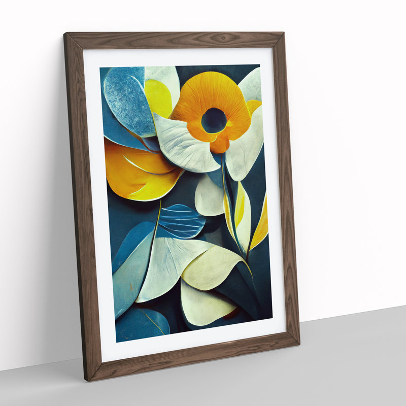 Flowers in Abstract No.5 - Framed Print, 34cm H x 25cm W, Walnut