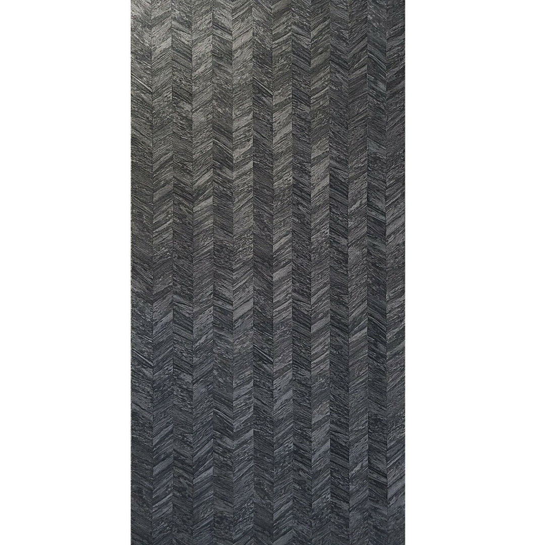 Herringbone charcoal gray black faux wood textured wallpaper rolls Zambaiti Parati