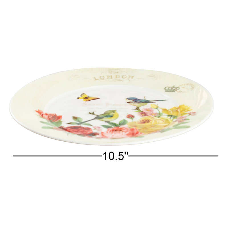 Rose Bird 10.5" Bone China Dinner Plate