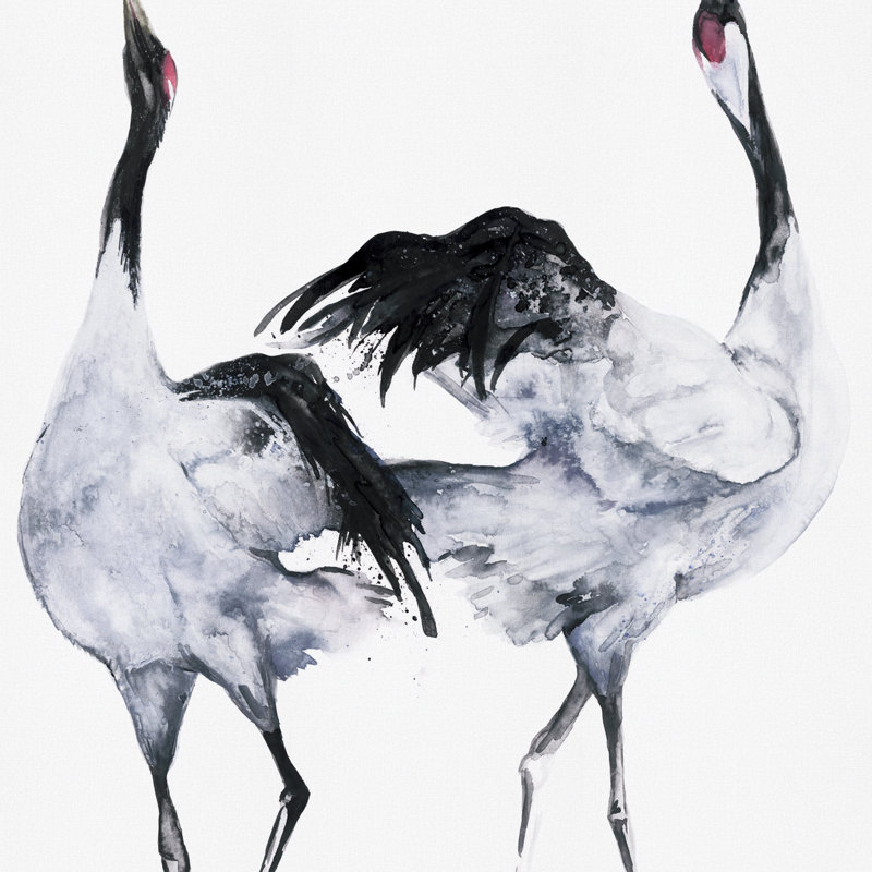 Kumano Two Painted Crane 3-Panel Wall Mural