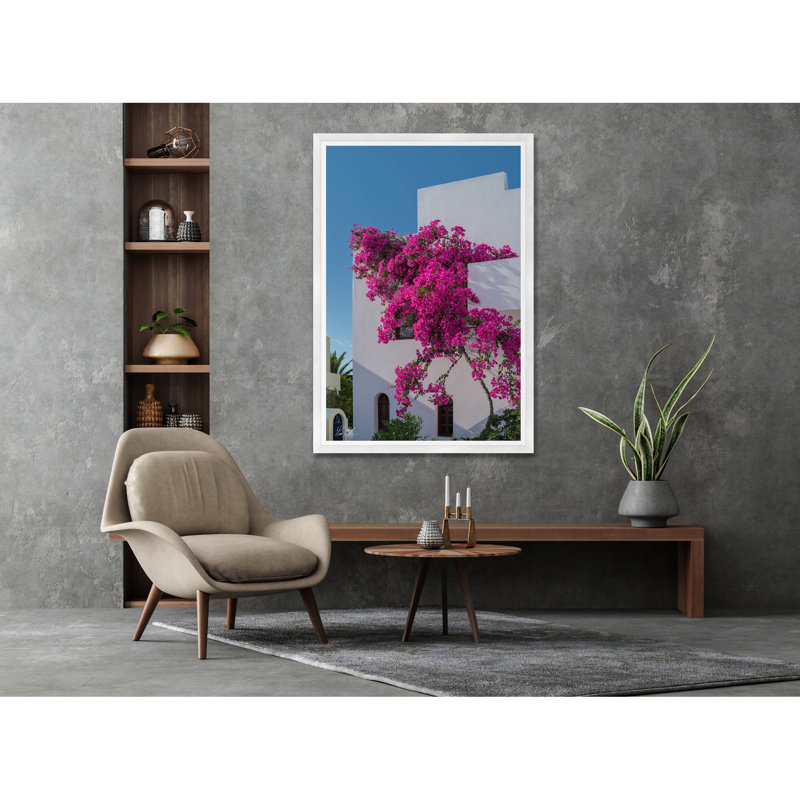 Bougainvillée grimpante I, Cadre blanc, H 54,75 po x l 37,5 po x P 1,5 po