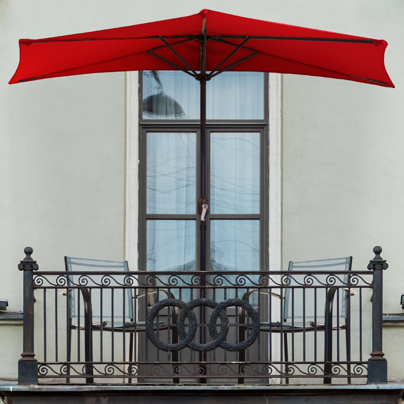Demi-parasol - Parasol de patio de 9 pi avec manivelle - Abat-jour de patio extérieur - Petit auvent pour balcon, table ou terrasse par Pure Garden (Bourgogne)
