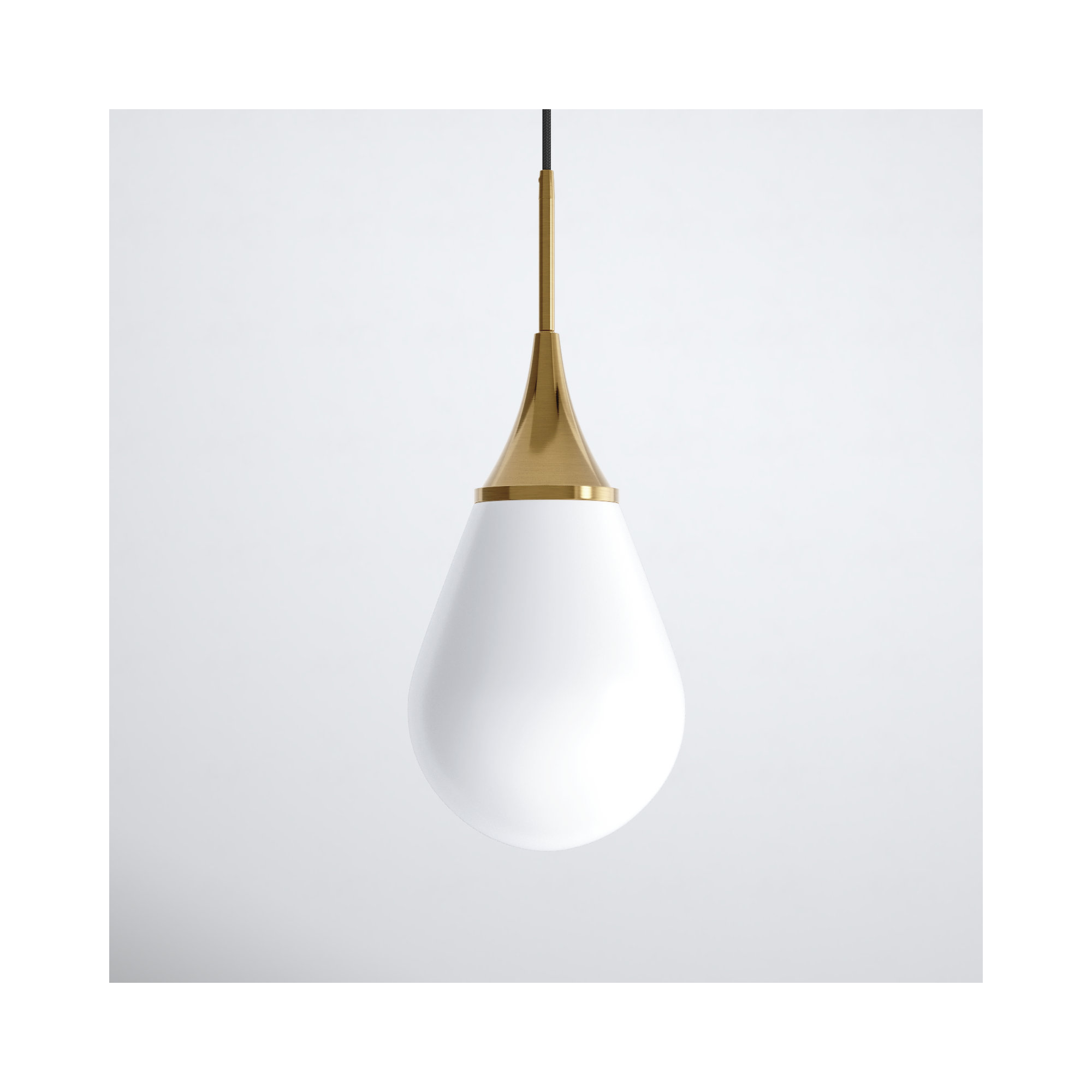 Hoye Single Light Glass Dimmable Pendant, Gold, White, 19.12"H x 7.63"W x 7.63"D