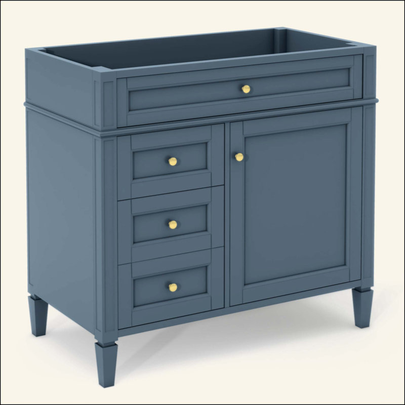 Meuble-lavabo de salle de bain sans lavabo supérieur, armoire de rangement moderne avec 2 tiroirs et un tiroir rabattable
