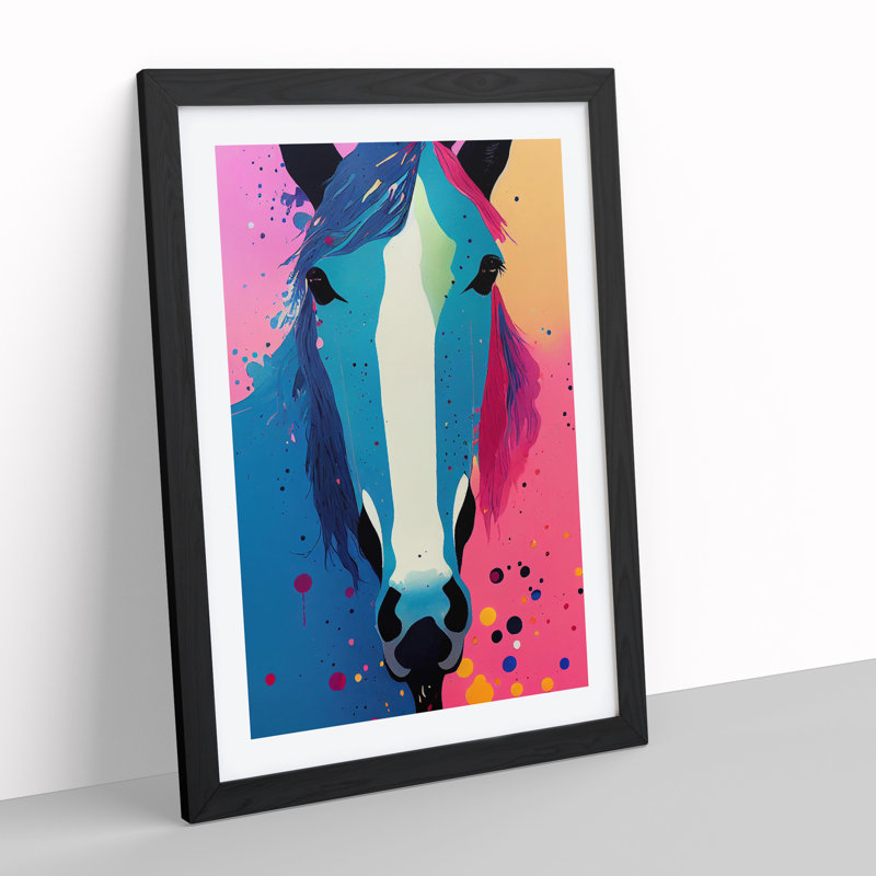 Horse Drips No.4 Abstract - Single Picture Frame Print, Black Framed, 64cm H x 46cm W x 2cm D