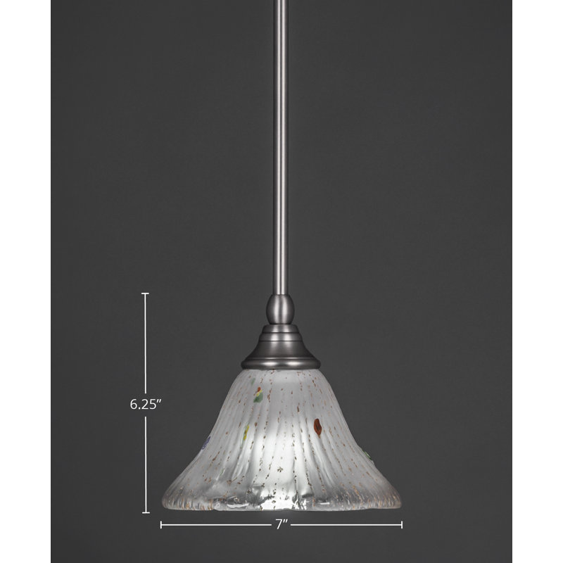 Stem Hung Mini Pendant With 7" Frosted Crystal Glass, Brushed Nickel