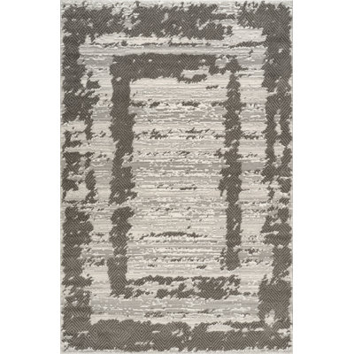 Alison Gray & Ivory Abstract High-Low Modern Rug