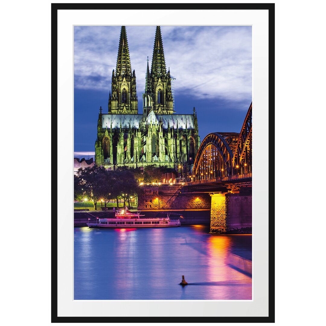 Gerahmtes Poster Hohenzollernbrücke bei Nacht