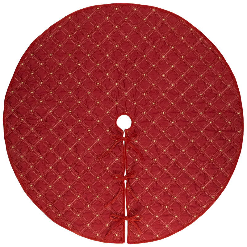 60" Red Quilted Velvet Christmas Tree Skirt