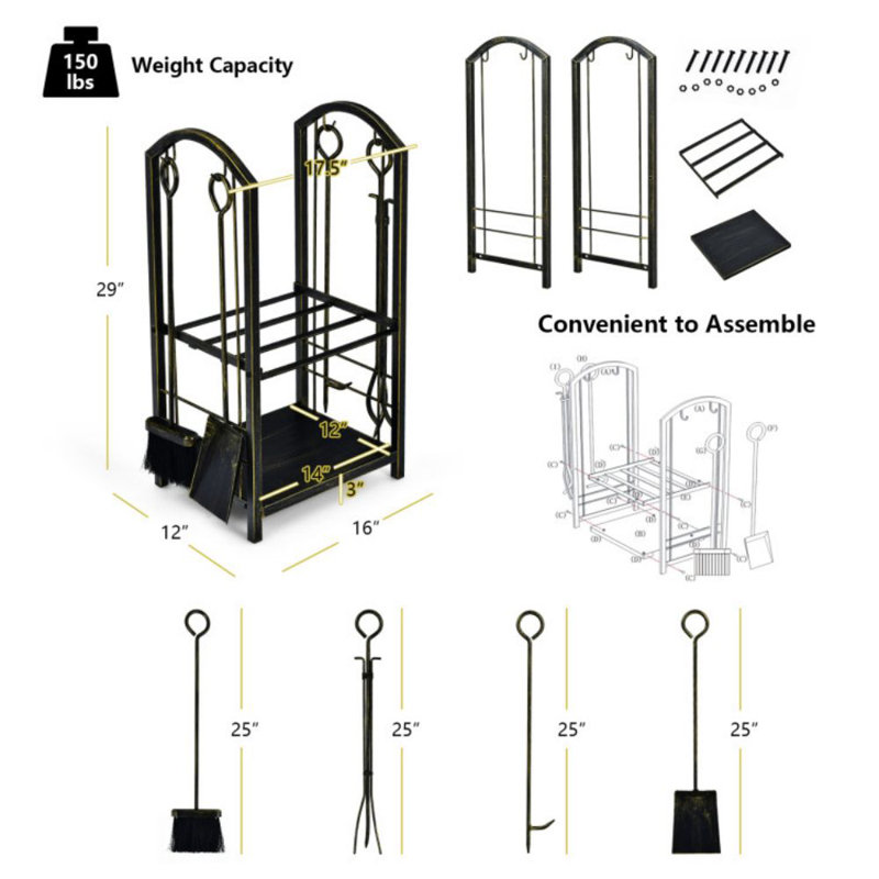 Brunter 17'' W Metal Log Rack, Bronze