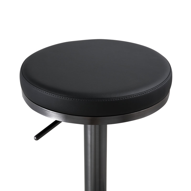 Tabouret de bar rotatif à hauteur ajustable Noah, Noir, Ébène