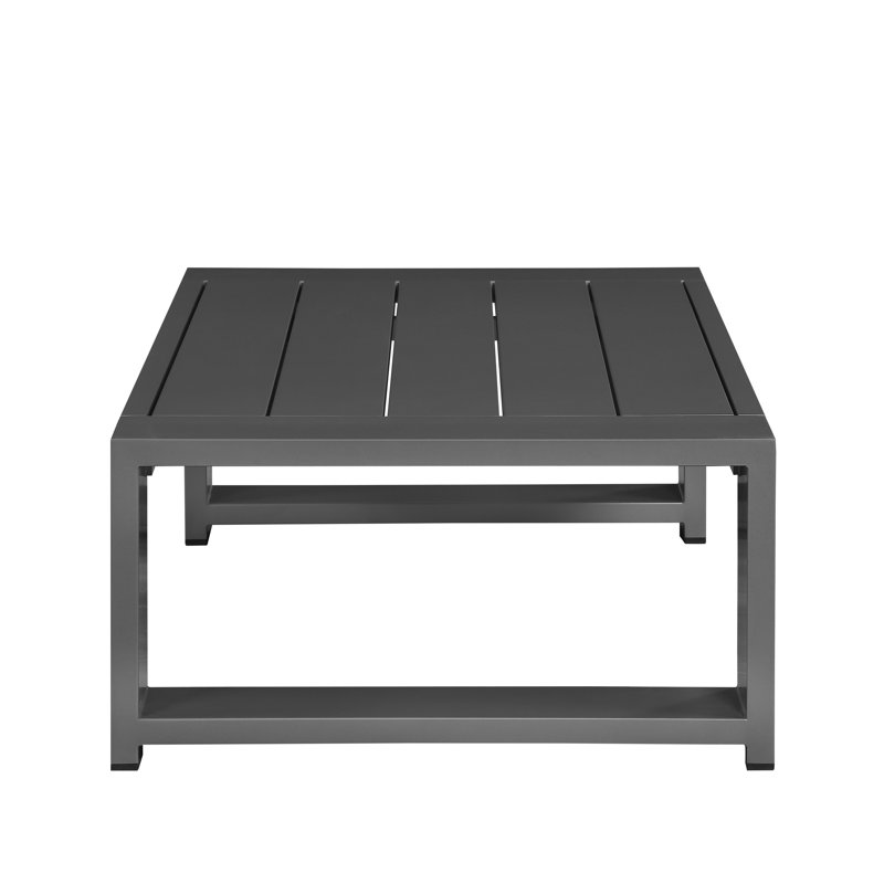 Hoyt 47.25” Outdoor Aluminum Coffee Table, Silver Gray