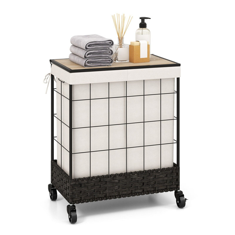 Rolling Laundry Hamper, 67cm H x 56cm W x 33cm D