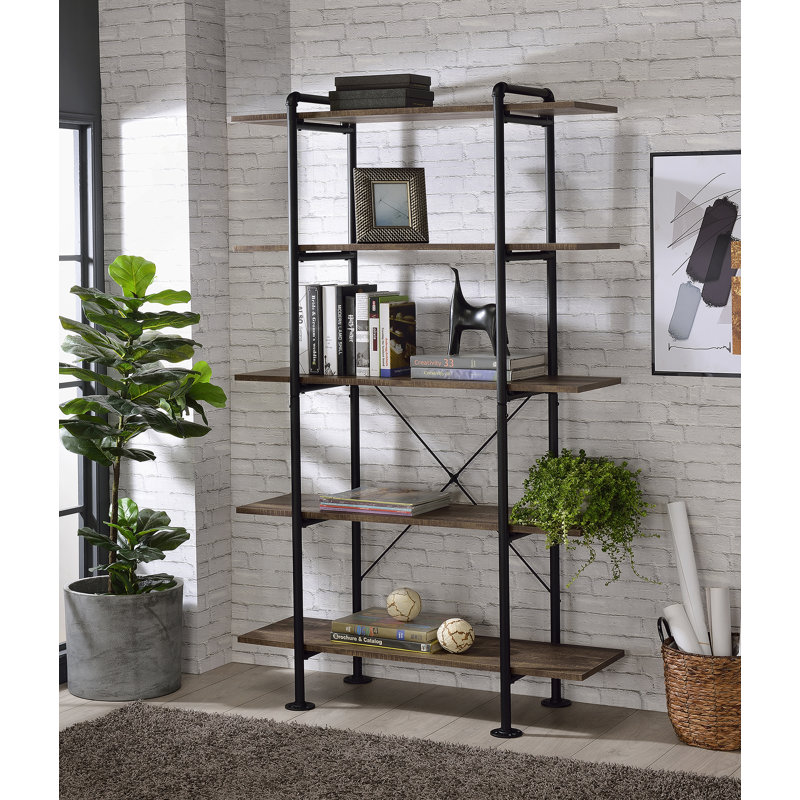 Bookcase In Rustic Oak & Black Finish