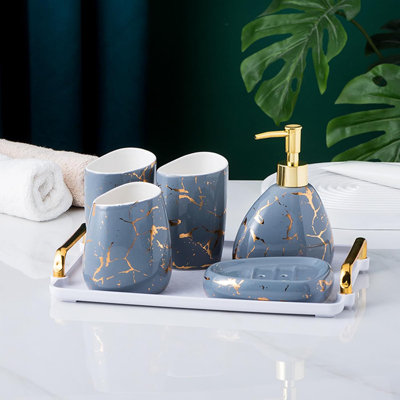 Gray Bathroom Accessories Set
