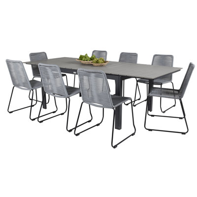 Faiyaz 8 - Person Patio Dining Set with Extendable Rectangular Table