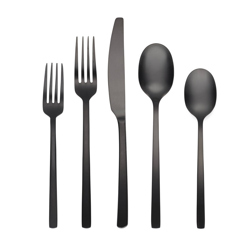 Beacon Satin 45-Piece Flatware Set, Black