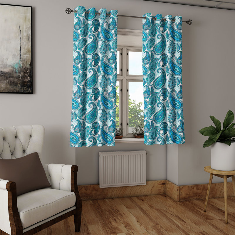 Rideau décoratif à rideaux et œillets 2 panneaux Dakota Fields, 50 po x 96 po, bleu et blanc, L 50 po x L 63 po